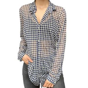 CAbi sheer see through blouse in blue pattern